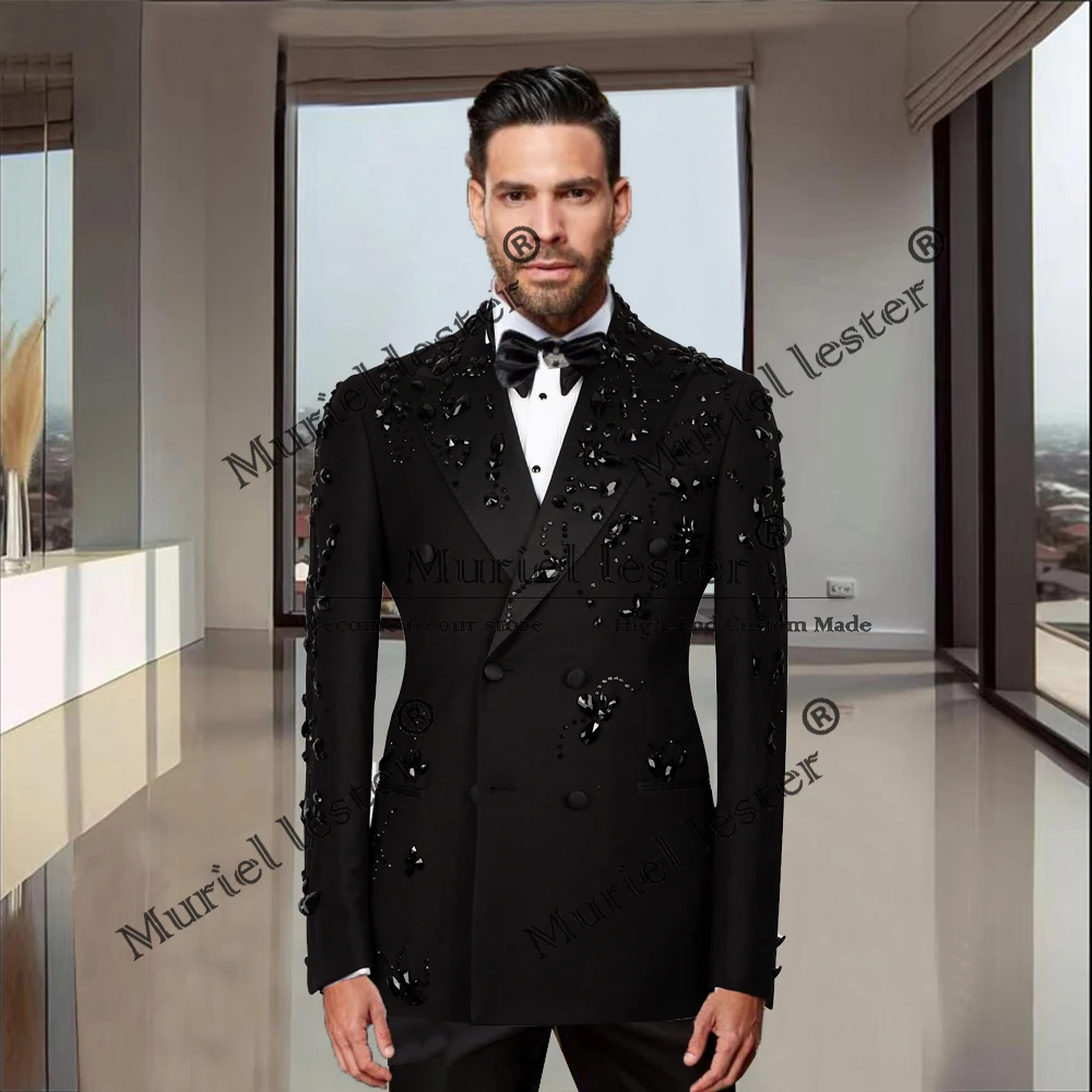 Doubel Breasted Suits Men For Wedding Luxury Metallic Jewelry Ornament Beads Prom Blazers Customized 2 Pieces Groom Party Tuxedo
Doubel Breasted Suits Men For Wedding Luxury Metallic Jewelry Ornament Beads Prom Blazers Customized 2 Pieces Groom Party Tuxedo