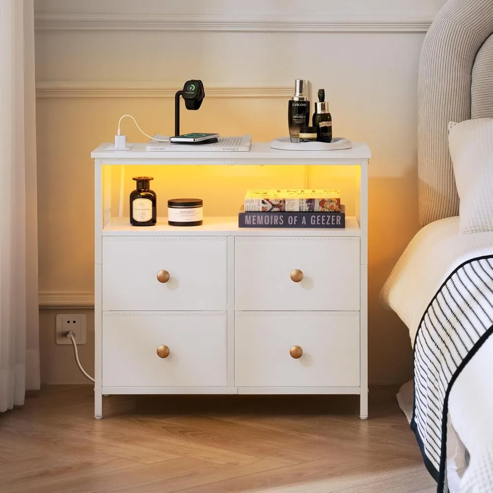 Night Stand with Charge Station, Nightstand with 4 Drawers Bedside Table, LED Dresser with Storage Shelf, Night Stands
Night Stand with Charge Station, Nightstand with 4 Drawers Bedside Table, LED Dresser with Storage Shelf, Night Stands