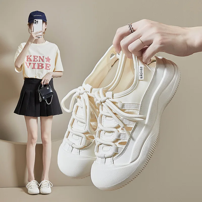 Women's 2025 Summer Cut-Out Canvas Sneakers | Flat Breathable White Shoes for Casual Outfits & Instagram Style 
Women's 2025 Summer Cut-Out Canvas Sneakers | Flat Breathable White Shoes for Casual Outfits & Instagram Style