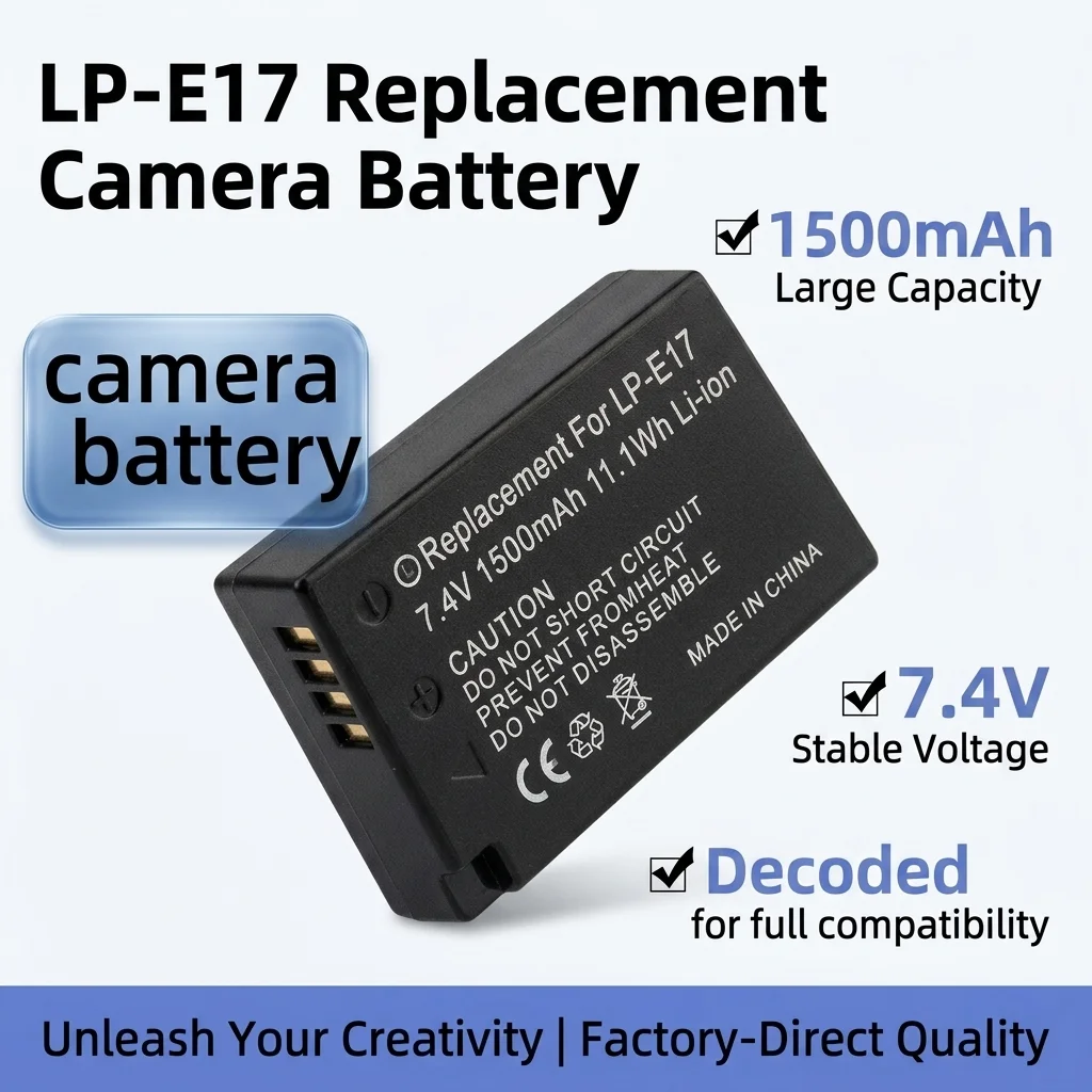 LP-E17 1200mAh LPE17 Li-ion Battery + LCD USB Dual Charger For Canon EOS 200D M3 M6 760D T6i T6s 8000D Kiss X8i Digital Camera
LP-E17 1200mAh LPE17 Li-ion Battery + LCD USB Dual Charger For Canon EOS 200D M3 M6 760D T6i T6s 8000D Kiss X8i Digital Camera