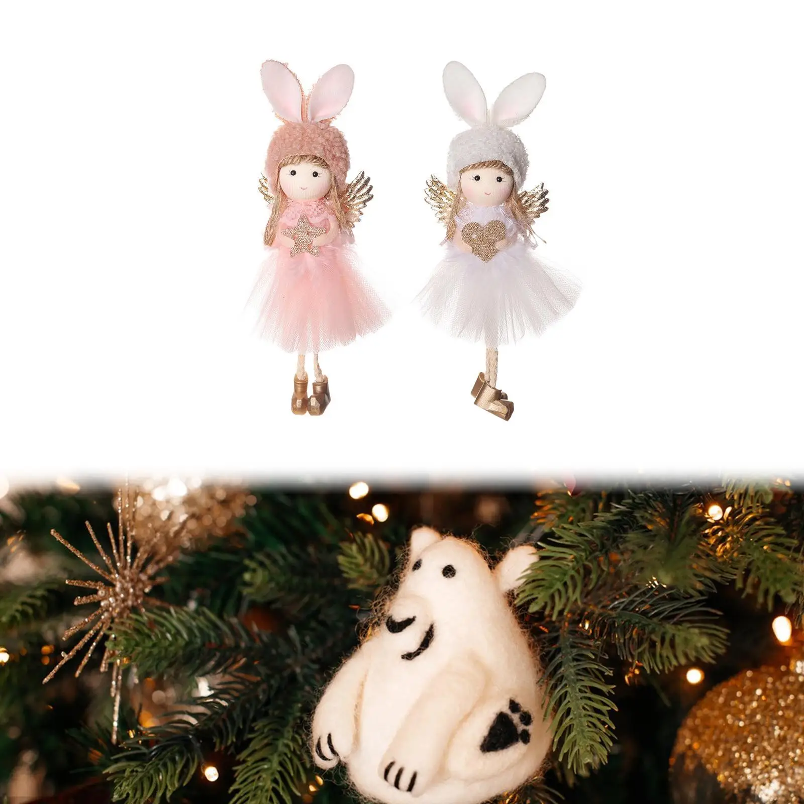 2x Christmas Angel Ornament Decoration Long Ears Decorative Angel Doll Pendant for New Year Window Party Favors Door Festival
2x Christmas Angel Ornament Decoration Long Ears Decorative Angel Doll Pendant for New Year Window Party Favors Door Festival