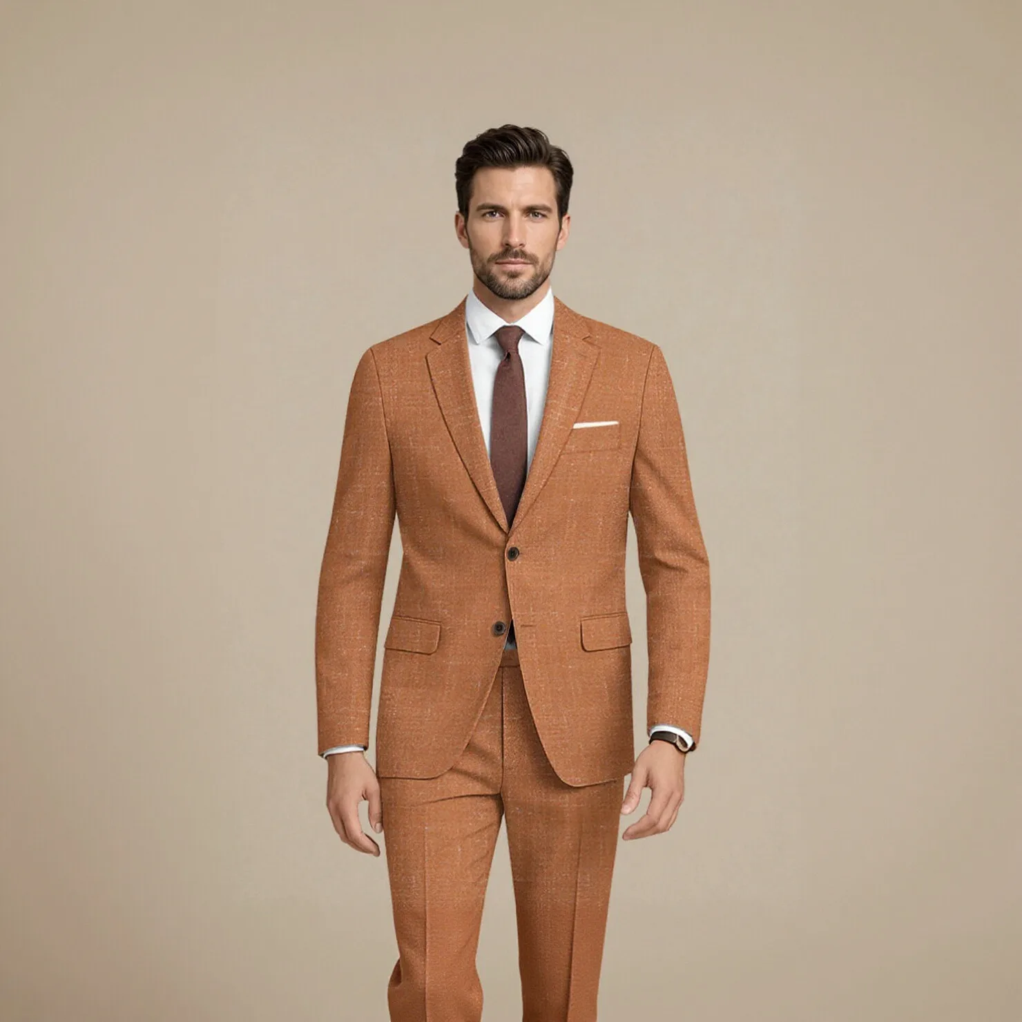 Formal Wedding Groom 3-Piece Suit Slim Fit White by Opeodly Peak Lapel Jacket Vest Pants with Gold Buttons and Chain Accent
Formal Wedding Groom 3-Piece Suit Slim Fit White by Opeodly Peak Lapel Jacket Vest Pants with Gold Buttons and Chain Accent