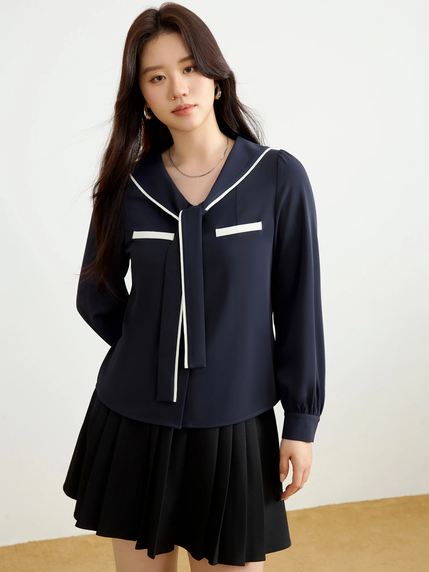 DUSHU Women Spring Chiffon Blouses Preppy Style Navy Collar SLong Sleeve Shirt 2025 Spring Female Long Sleeve Tops 25DS81156
DUSHU Women Spring Chiffon Blouses Preppy Style Navy Collar SLong Sleeve Shirt 2025 Spring Female Long Sleeve Tops 25DS81156