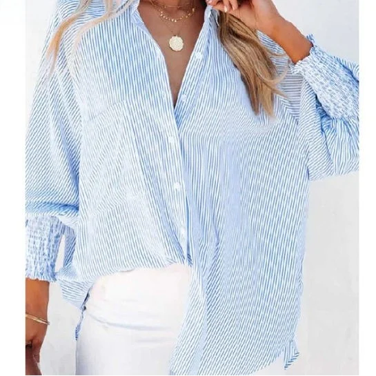 Spring Autumn 2023 Loose Striped Long Sleeve Open Cardigan Shirt Casual Women's plus Size Top Fashion Polyester Non-Shrinking
Spring Autumn 2023 Loose Striped Long Sleeve Open Cardigan Shirt Casual Women's plus Size Top Fashion Polyester Non-Shrinking