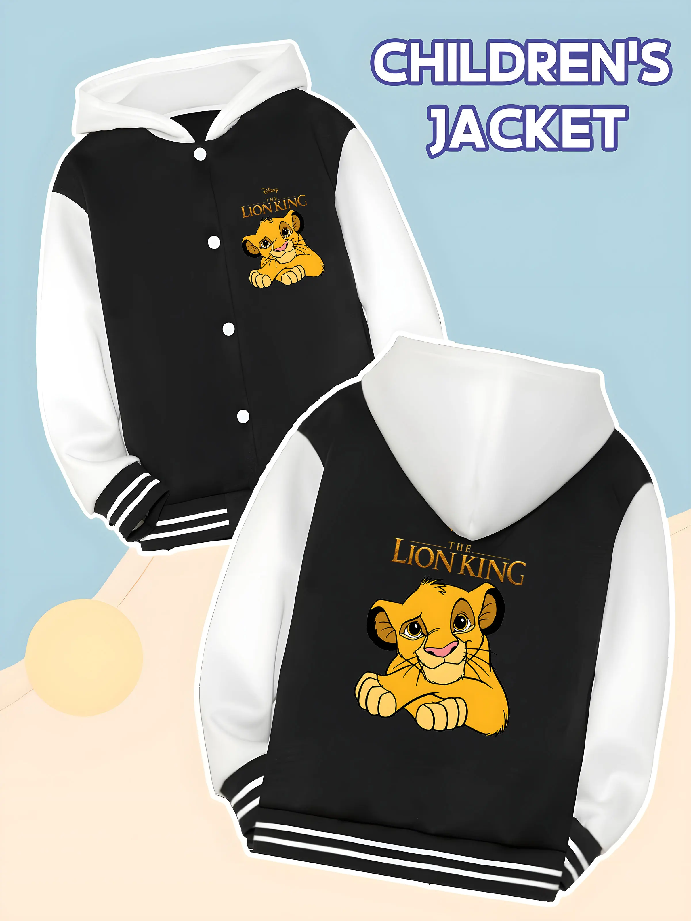 MINISO Disney "The Lion King" themed children's baseball jacket for boys - front and back Simba patterns, casual wear
MINISO Disney "The Lion King" themed children's baseball jacket for boys - front and back Simba patterns, casual wear