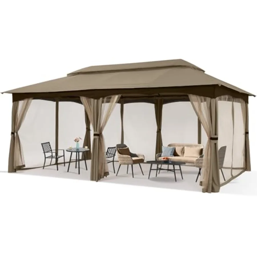 Outdoor Patio Gazebo for Garden with Upgrade Steel Frame, Khaki Netting Walls, 10x20 ft
Outdoor Patio Gazebo for Garden with Upgrade Steel Frame, Khaki Netting Walls, 10x20 ft