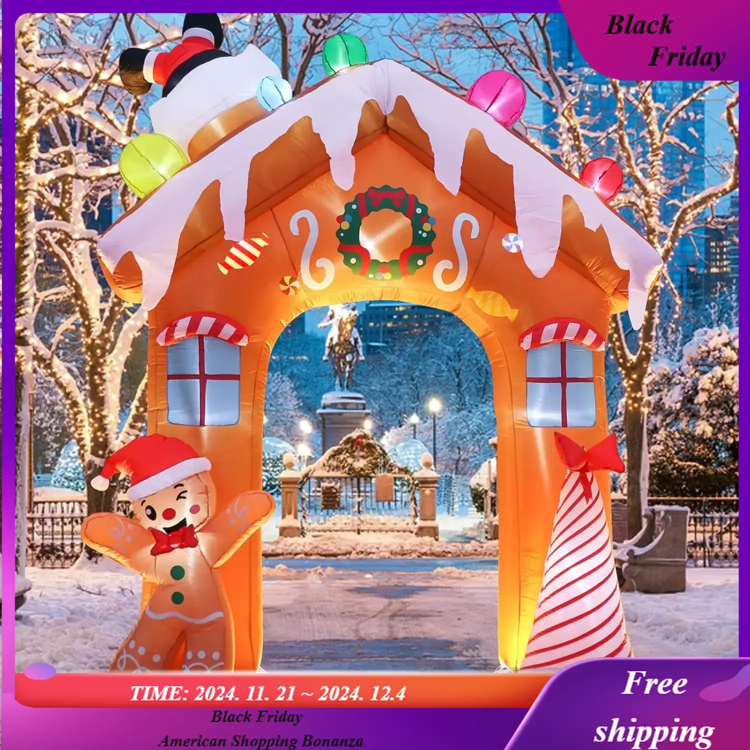 Christmas Inflatables Decorations Outdoor, Built-in Colorful LEDs Xmas Blow Up Archway Decoration with Gingerbread Man
Christmas Inflatables Decorations Outdoor, Built-in Colorful LEDs Xmas Blow Up Archway Decoration with Gingerbread Man