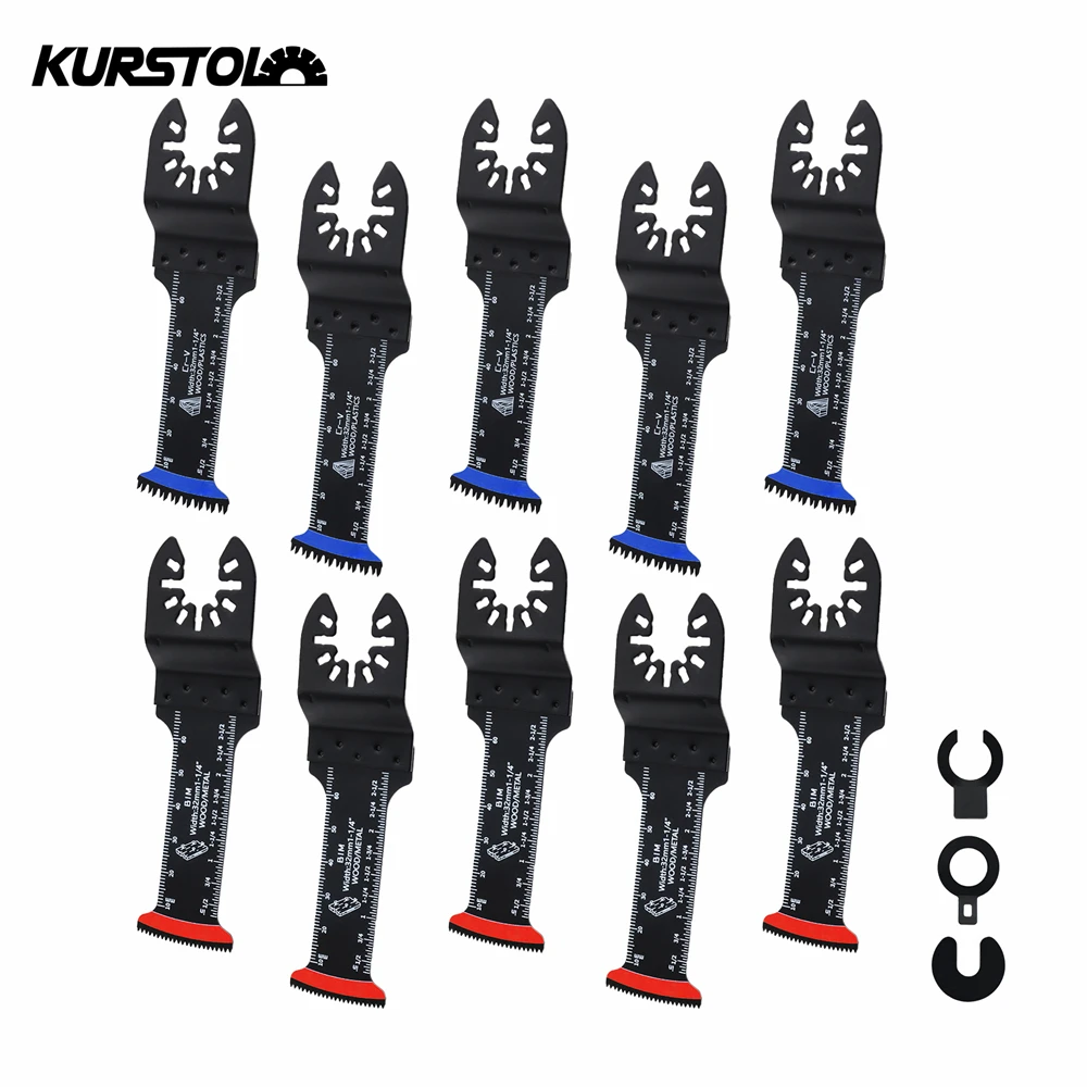 KURSTOL 10Pcs Oscillating Saw Blades Set Woodworking For Cutting PVC Plastic Wood Multifunctional Saw Blade Nails Cutter Kits
KURSTOL 10Pcs Oscillating Saw Blades Set Woodworking For Cutting PVC Plastic Wood Multifunctional Saw Blade Nails Cutter Kits