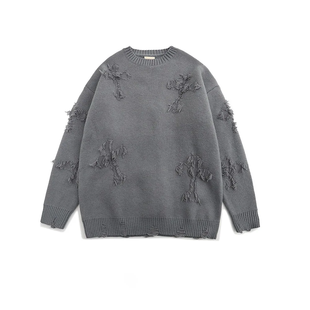 New American Style Ripped Tassel Cross Sweater for Autumn and Winter 2024, Fashionable and Loose Casual Pullover
New American Style Ripped Tassel Cross Sweater for Autumn and Winter 2024, Fashionable and Loose Casual Pullover