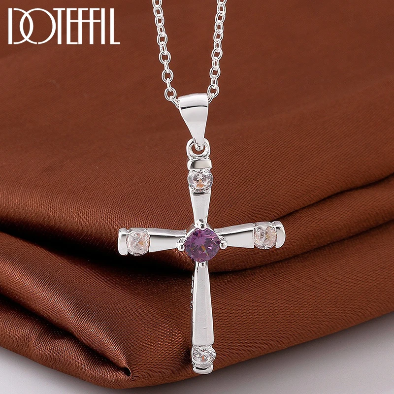 DOTEFFIL 925 Sterling Silver Round AAA Zircon Cross Pendant Necklace 18-30 Inch Chain For Woman Fashion Wedding Charm Jewelry
DOTEFFIL 925 Sterling Silver Round AAA Zircon Cross Pendant Necklace 18-30 Inch Chain For Woman Fashion Wedding Charm Jewelry