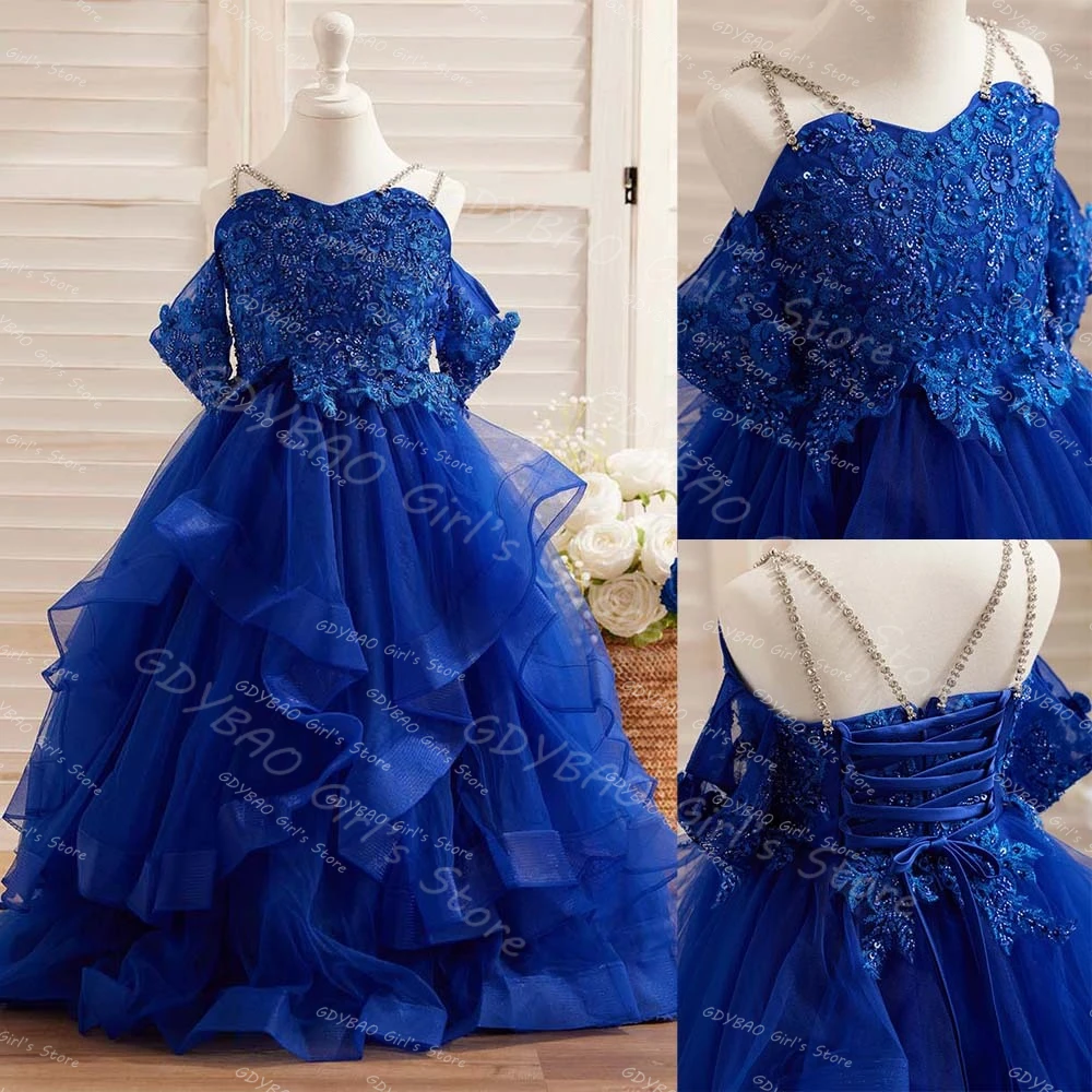Royal Blue Flower Girl Dresses for Wedding Toddlers Beaded Applique Ruffled Tulle Pageant Frock Custom Kids Birthday Party Gown
Royal Blue Flower Girl Dresses for Wedding Toddlers Beaded Applique Ruffled Tulle Pageant Frock Custom Kids Birthday Party Gown