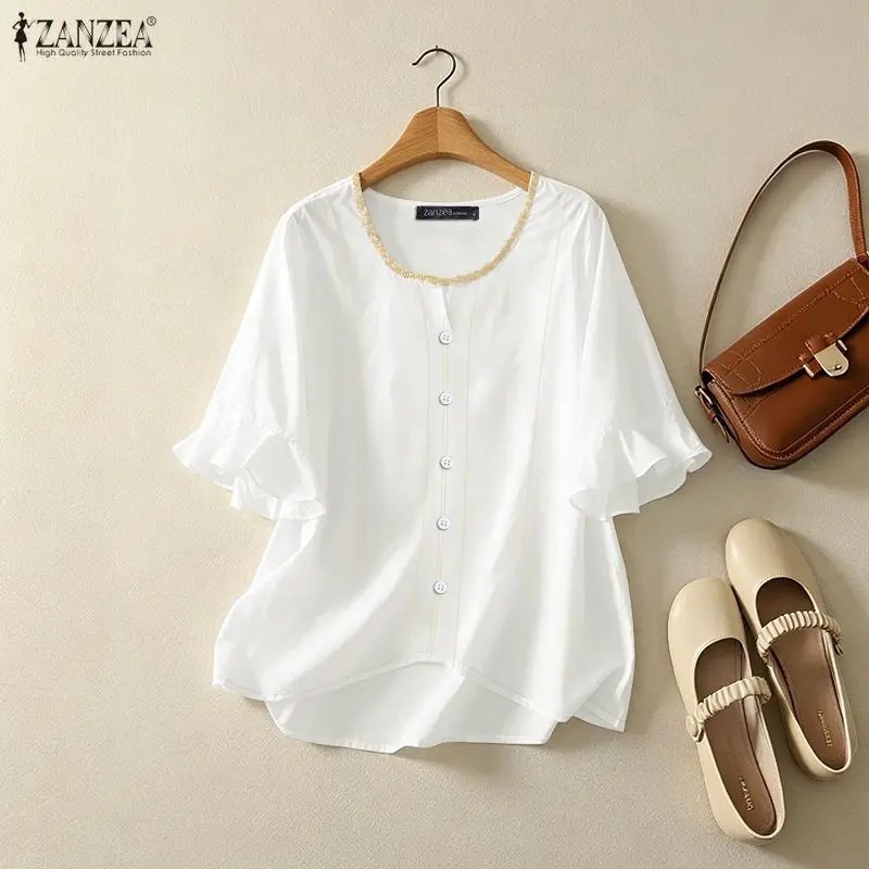 ZANZEA Women Summer Shirt 2026 Elegant O Neck Short Sleeve Blouse Casual Patchwork Work Tops Solid Buttons Up Blusas Tunic Femme
ZANZEA Women Summer Shirt 2026 Elegant O Neck Short Sleeve Blouse Casual Patchwork Work Tops Solid Buttons Up Blusas Tunic Femme