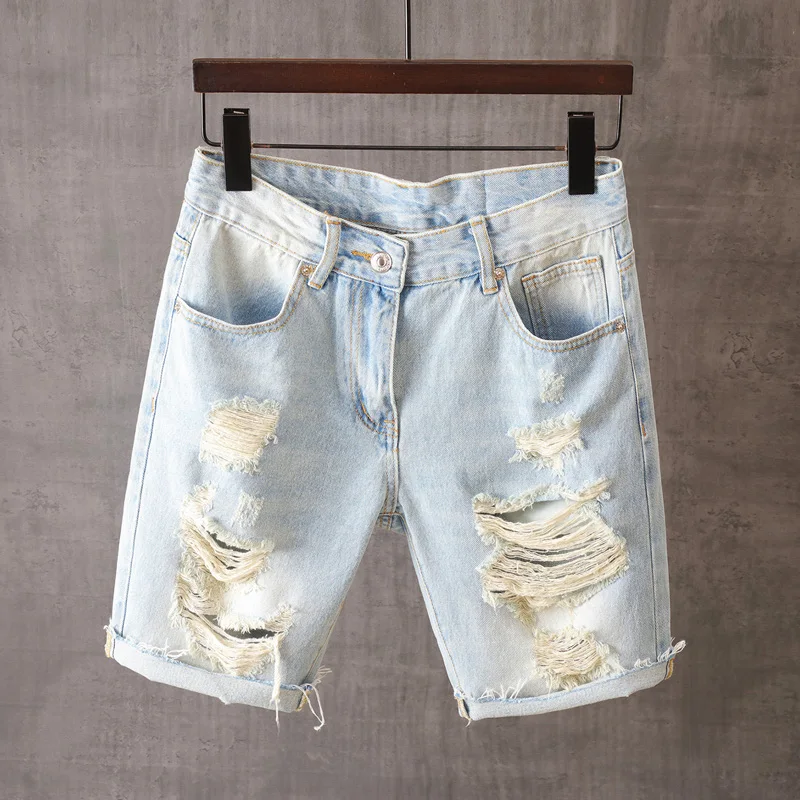 Summer Thin Vintage Light Blue Ripped Straight Leg Loose Fit Five Inch Japanese Retro Men's Denim orts Casual Youth Sle
Summer Thin Vintage Light Blue Ripped Straight Leg Loose Fit Five Inch Japanese Retro Men's Denim orts Casual Youth Sle