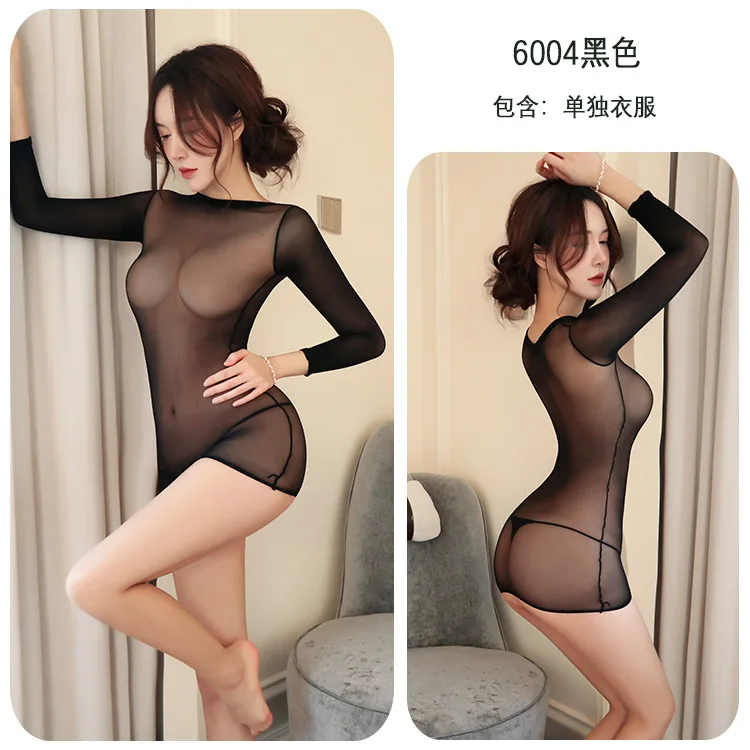 Long Night Sexy Lingerie See-Through Mesh Single-Layer Long-Sleeved Sexy Nightgown Dress Covering Hips Temptation Women 6004
Long Night Sexy Lingerie See-Through Mesh Single-Layer Long-Sleeved Sexy Nightgown Dress Covering Hips Temptation Women 6004