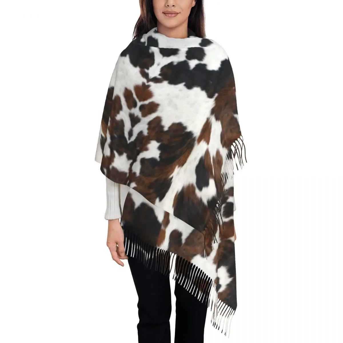 Fashion Cowhide Texture Tassel Scarf Women Winter Fall Warm Shawl Wrap Female Animal Hide Leather Scarves
Fashion Cowhide Texture Tassel Scarf Women Winter Fall Warm Shawl Wrap Female Animal Hide Leather Scarves