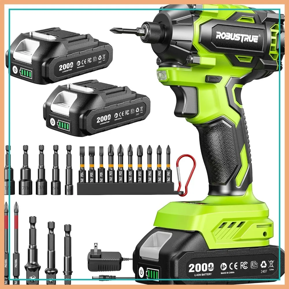 21V Brushless Impact Driver 1/4" Hex, 230N.m Cordless Drill Set with 2.0Ah Battery, 20 Bits, Variable Speed for DIY & Automotive
21V Brushless Impact Driver 1/4" Hex, 230N.m Cordless Drill Set with 2.0Ah Battery, 20 Bits, Variable Speed for DIY & Automotive