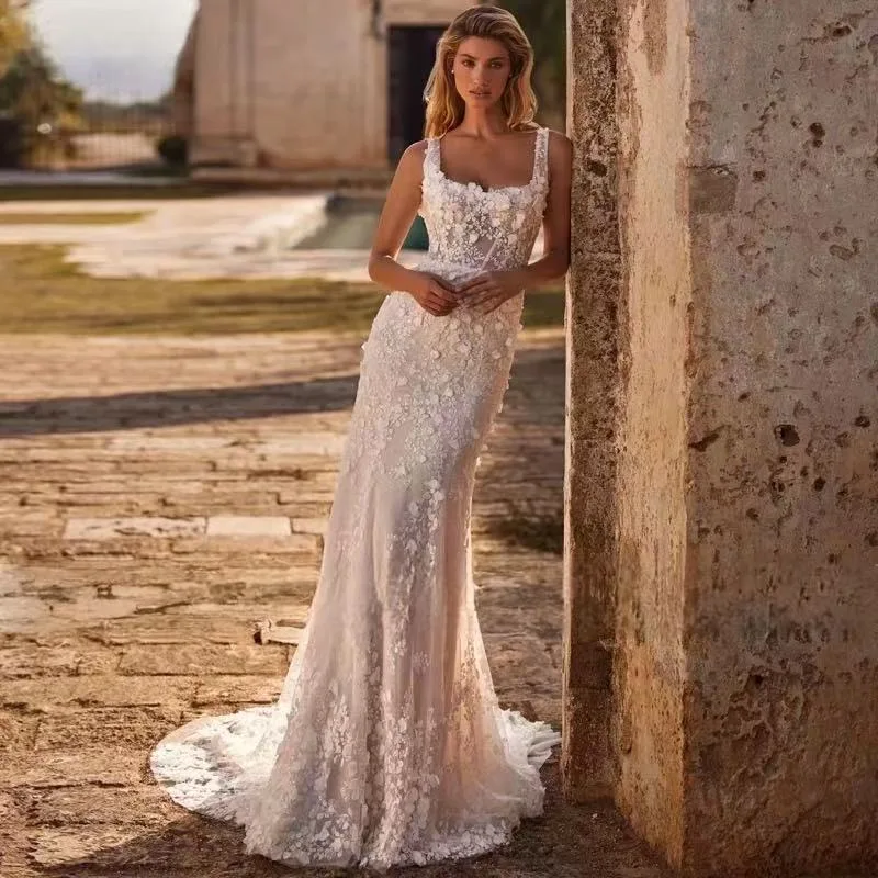 Romantic Square Collar Mermaid CustomizedWedding Dress Gorgeous Flowers Appliques Sweep Train Trumpet 2025Bridal Gown Customized
Romantic Square Collar Mermaid CustomizedWedding Dress Gorgeous Flowers Appliques Sweep Train Trumpet 2025Bridal Gown Customized
