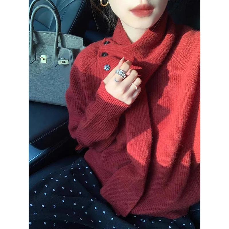 MEXZT Vintage Red Sweater Women with Scarf Knitted Pullovers Christmas Long Sleeve Knitwear Fall Winter Korean Casual Jumpers
MEXZT Vintage Red Sweater Women with Scarf Knitted Pullovers Christmas Long Sleeve Knitwear Fall Winter Korean Casual Jumpers
