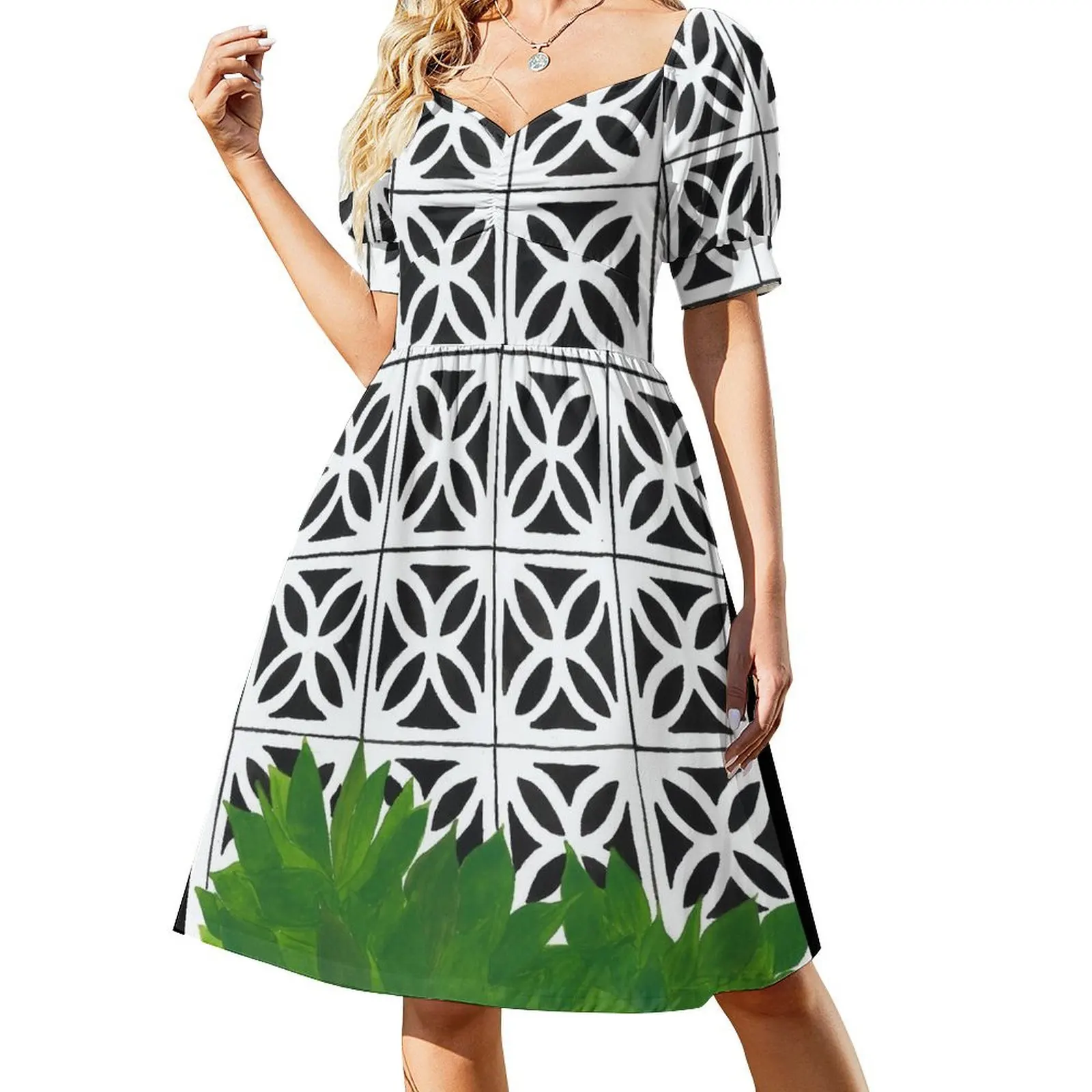 Mid Century Modern Breeze Blocks and Plants Short-Sleeved Dress elegant dress luxury dress
Mid Century Modern Breeze Blocks and Plants Short-Sleeved Dress elegant dress luxury dress