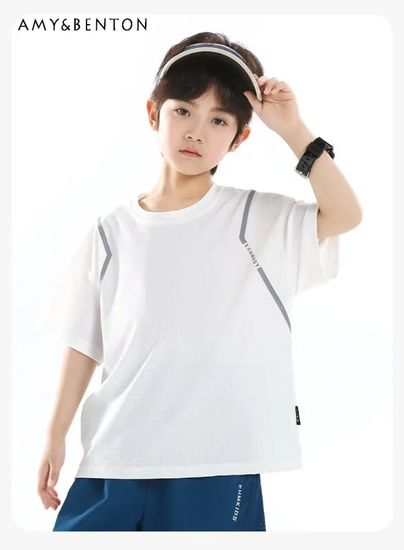 Kids Breathable Mesh T-Shirt Boys Summer Quick-Dry Short Sleeve Tee Cool Casual Sportswear Top for Children Boys Clothes
Kids Breathable Mesh T-Shirt Boys Summer Quick-Dry Short Sleeve Tee Cool Casual Sportswear Top for Children Boys Clothes