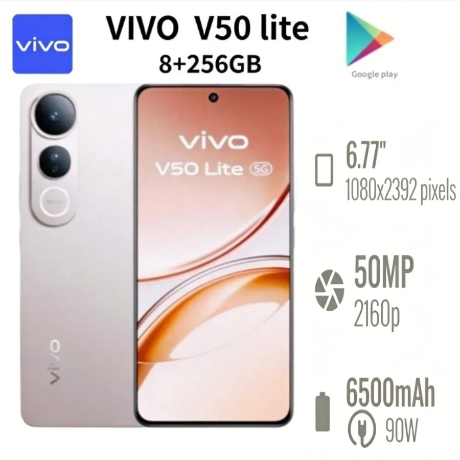 2026 new Vivo V50 Lite 5G Smartphone 6.77-inch 120Hz AMOLED Display 6500mAh Battery 90W Fast Charging 50MP 2026 New Model
2026 new Vivo V50 Lite 5G Smartphone 6.77-inch 120Hz AMOLED Display 6500mAh Battery 90W Fast Charging 50MP 2026 New Model