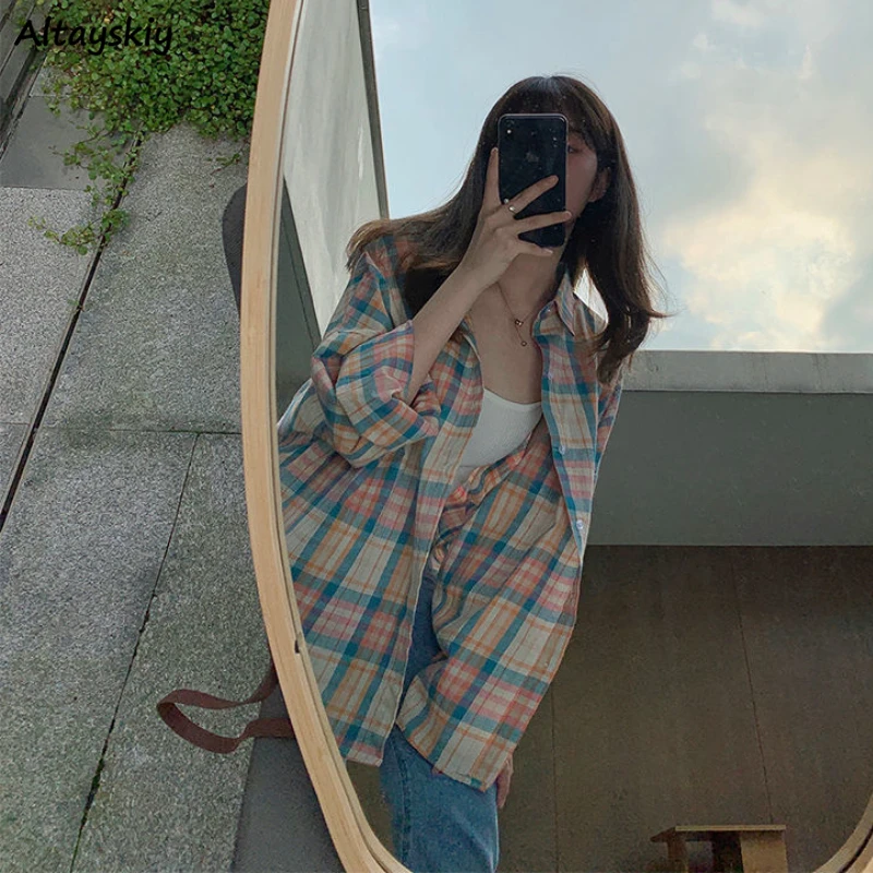 Plaid Shirts Women Loose Causal All-match Sun-proof Design Tops Korean Preppy Style Holiday Vintage Fashion Streetweat Basic Ins
Plaid Shirts Women Loose Causal All-match Sun-proof Design Tops Korean Preppy Style Holiday Vintage Fashion Streetweat Basic Ins