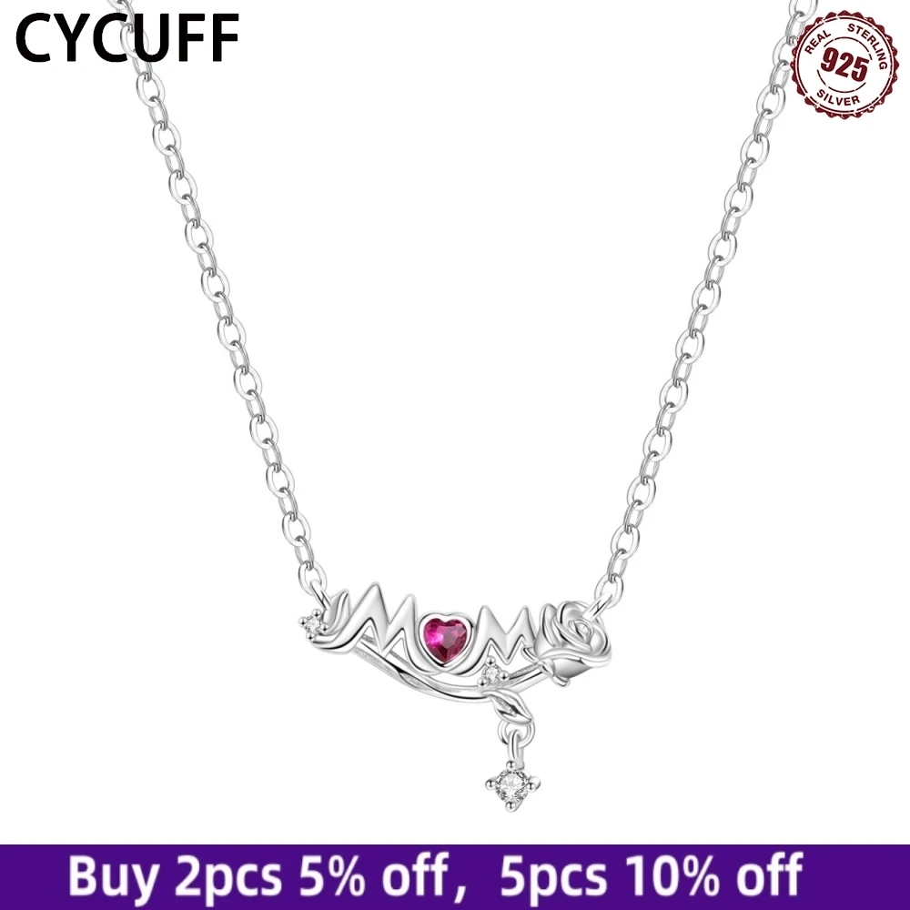 CYCUFF Real 925 Sterling Silver MOM Rose necklace Mother's Day Pink Zircon Fine Engagement Jewelry For Women Necklace Gift Diy
CYCUFF Real 925 Sterling Silver MOM Rose necklace Mother's Day Pink Zircon Fine Engagement Jewelry For Women Necklace Gift Diy