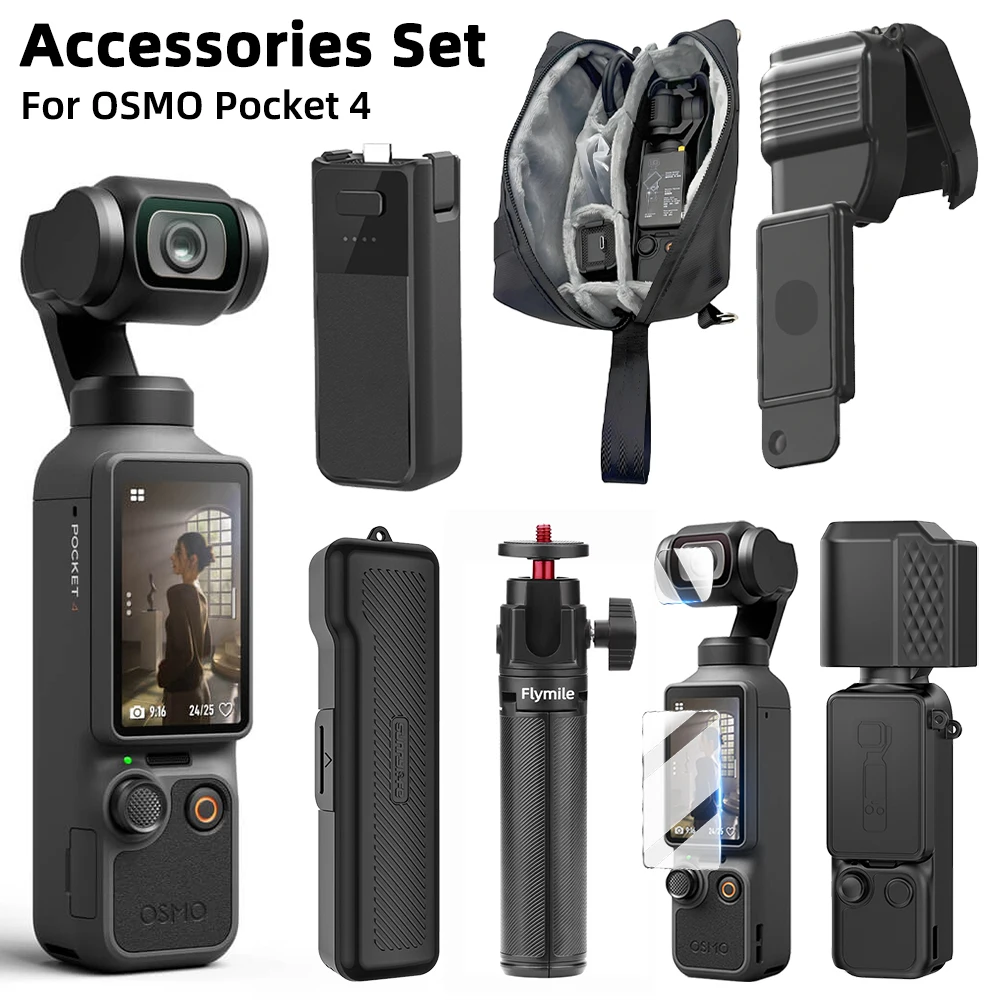 Accessories Set for DJI OSMO Pocket 4, Screen Protector & Lens Protective Case & Storage Bag & ND Filter & Selfie Stick Tripod
Accessories Set for DJI OSMO Pocket 4, Screen Protector & Lens Protective Case & Storage Bag & ND Filter & Selfie Stick Tripod