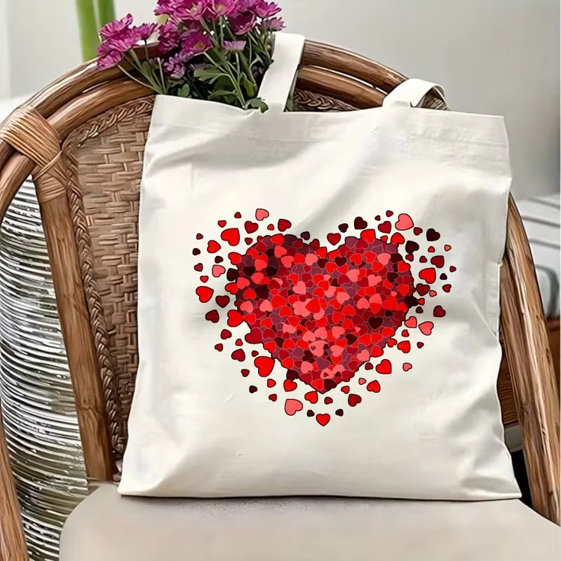 Mini Red Hearts Spliced Big Heart Print Canvas Tote Bag Reusable Shoulder Handbag Romantic Love Pattern Shopping Daily Bag
Mini Red Hearts Spliced Big Heart Print Canvas Tote Bag Reusable Shoulder Handbag Romantic Love Pattern Shopping Daily Bag