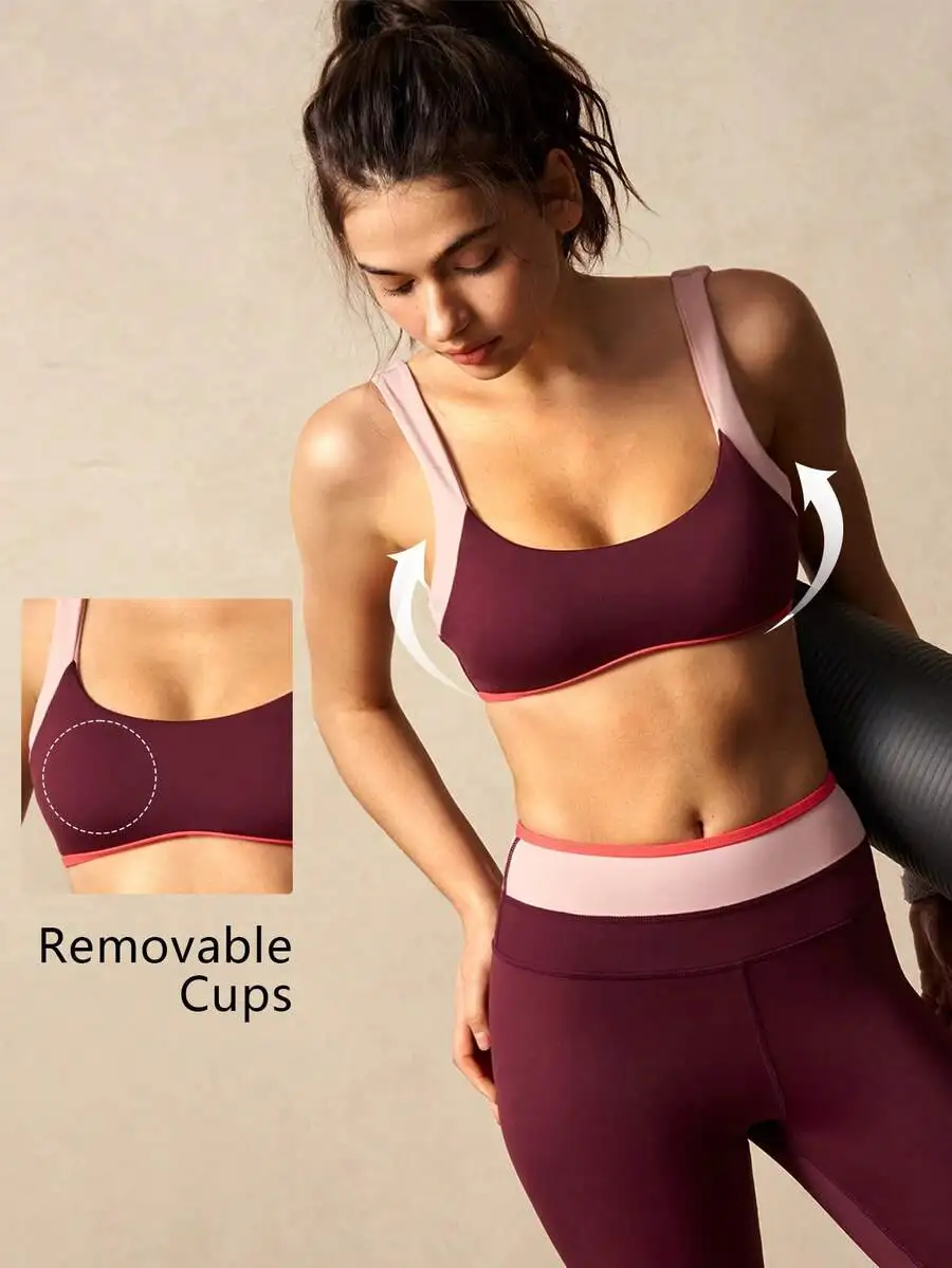 Color Block Sports Bra And Leggings Set With Removable Cups For Yoga Pilates Running
Color Block Sports Bra And Leggings Set With Removable Cups For Yoga Pilates Running