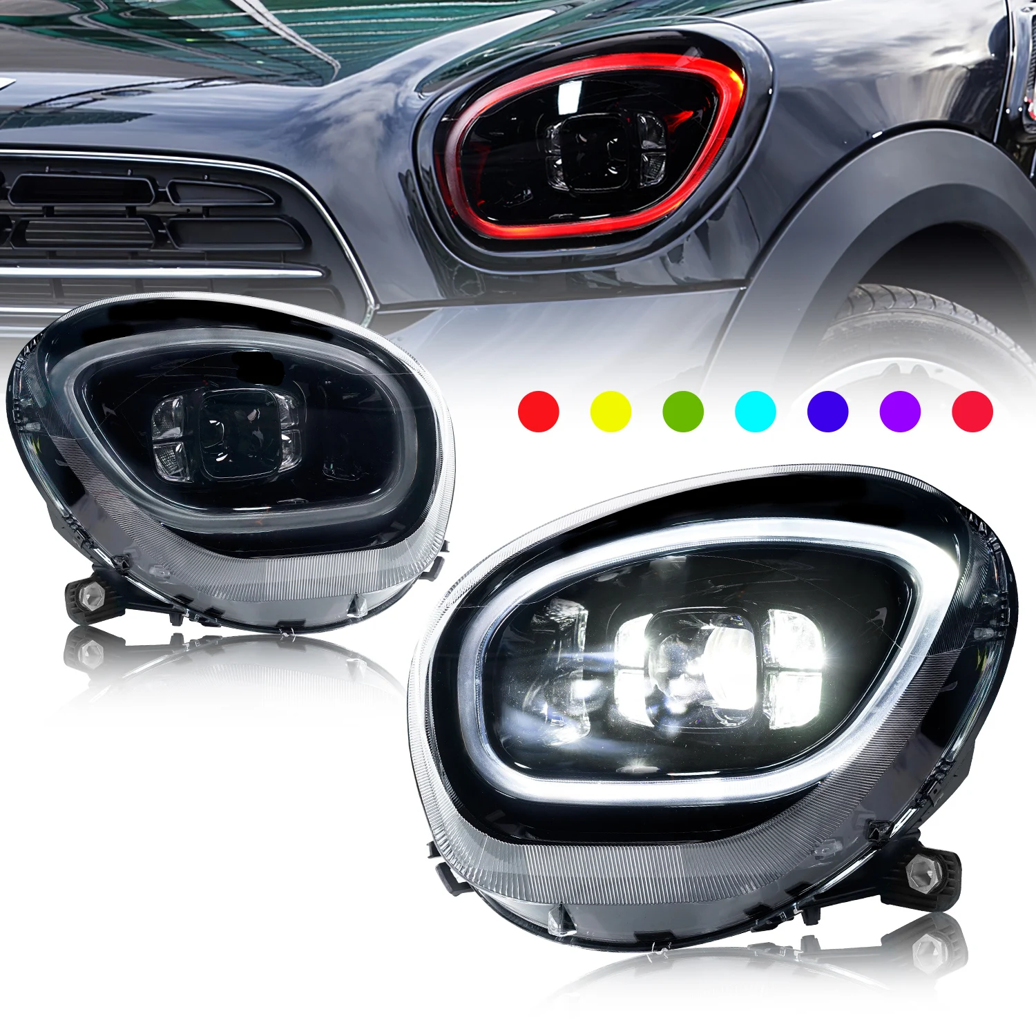 New RGB Led Headlight For Mini R60 Cooper 2011-2016 Led Light With Daily Light high beam lower beam Head Lamp
New RGB Led Headlight For Mini R60 Cooper 2011-2016 Led Light With Daily Light high beam lower beam Head Lamp