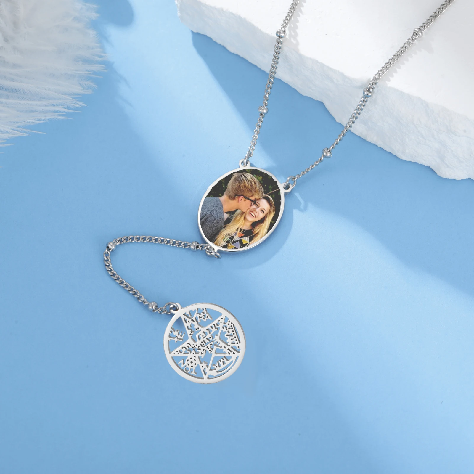 Personalized Picture Custom Witch Knot Pentagram Necklace for Women Cross Y Necklace Stainless Steel Beads Chain Prayer Gifts
Personalized Picture Custom Witch Knot Pentagram Necklace for Women Cross Y Necklace Stainless Steel Beads Chain Prayer Gifts