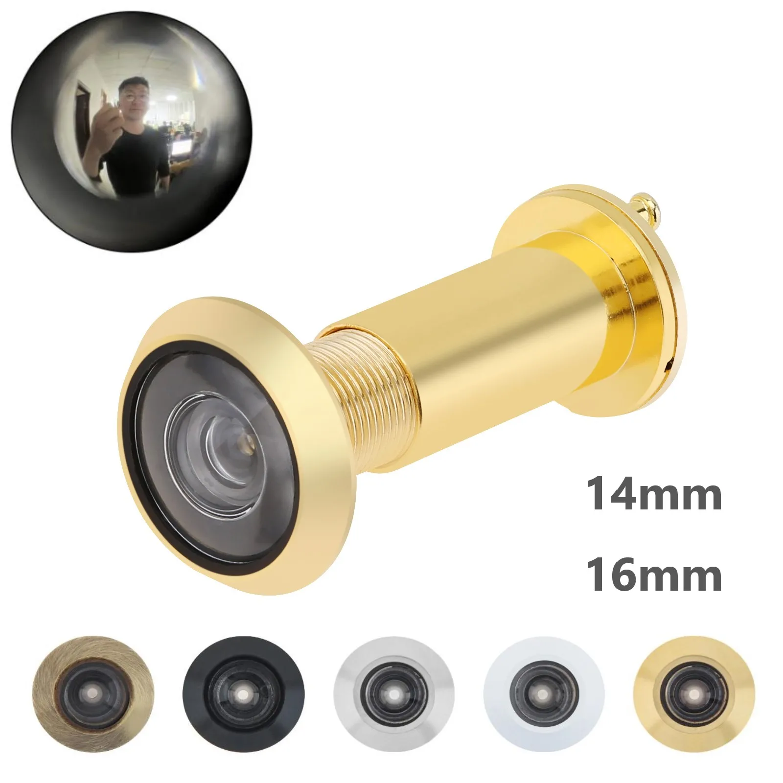14MM 16MM 200 Degree Door Viewer Peephole Wide Angle HD Glass Privacy Cover Adjustable Security Door Eye Viewer for 35-60mm Door
14MM 16MM 200 Degree Door Viewer Peephole Wide Angle HD Glass Privacy Cover Adjustable Security Door Eye Viewer for 35-60mm Door