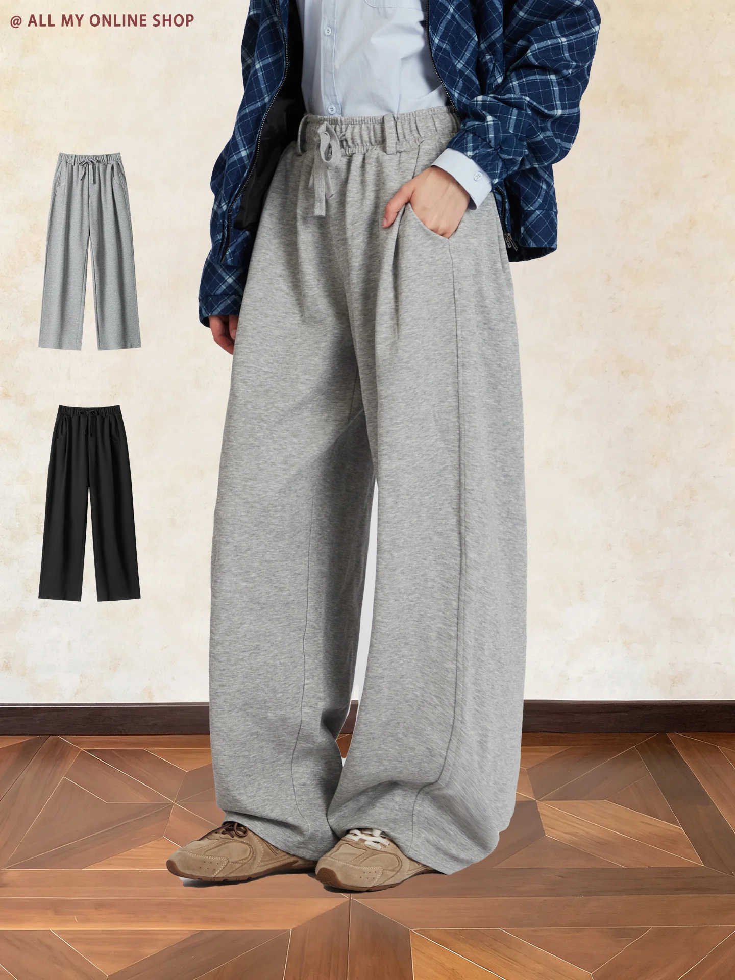 Свободные повседневные брюки прямого кроя для женщин в корейском стиле, с завязками на талии, синие, универсальные, длинные спортивные штаны
Свободные повседневные брюки прямого кроя для женщин в корейском стиле, с завязками на талии, синие, универсальные, длинные спортивные штаны