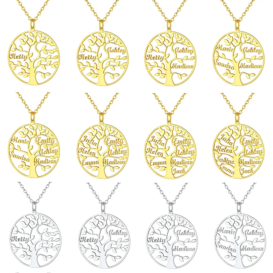 U7 Custom Tree of Life Names Necklaces 1-8 Names Stainless Steel Family Members Name Jewelry Gift for wife Mother Grandma
U7 Custom Tree of Life Names Necklaces 1-8 Names Stainless Steel Family Members Name Jewelry Gift for wife Mother Grandma