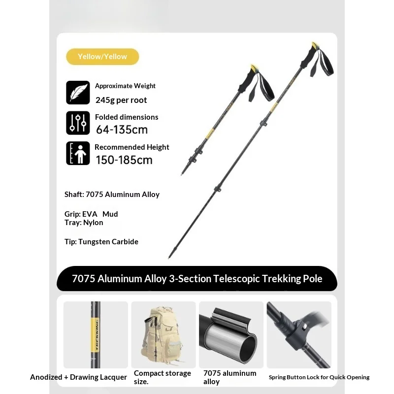 7075 Aluminum Ultralight Adjustable Trekking Pole External Lock Collapsible Anti Shock Hiking Stick Walking Stick Hiking Stick
7075 Aluminum Ultralight Adjustable Trekking Pole External Lock Collapsible Anti Shock Hiking Stick Walking Stick Hiking Stick
