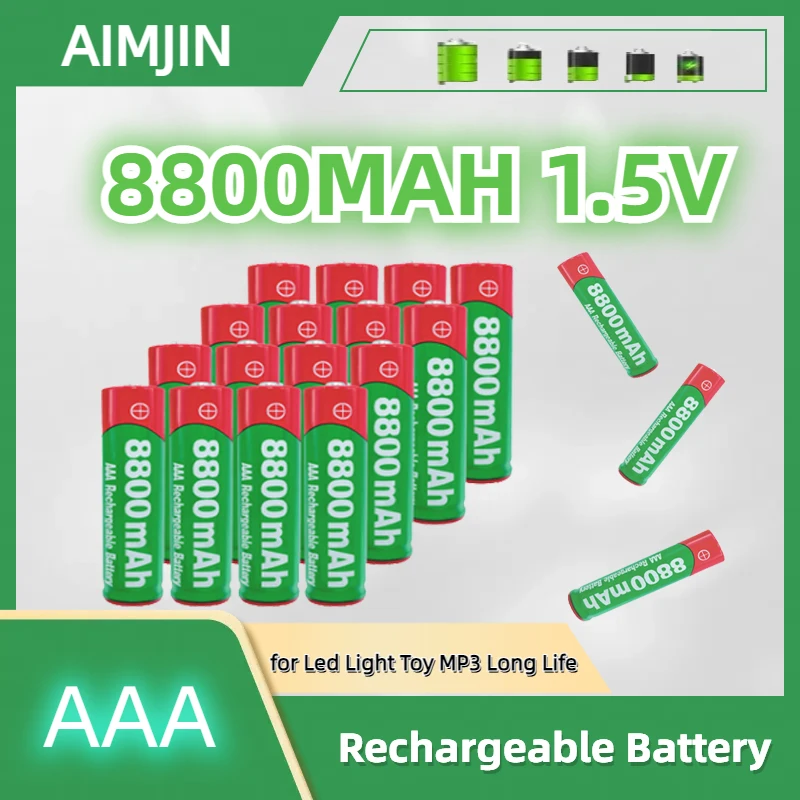 AAA Battery 8800mah Rechargeable Battery 1.5 V 8800 mah for Led Light Toy MP3 Long Life Rechargeable Alcalinas drummey
AAA Battery 8800mah Rechargeable Battery 1.5 V 8800 mah for Led Light Toy MP3 Long Life Rechargeable Alcalinas drummey