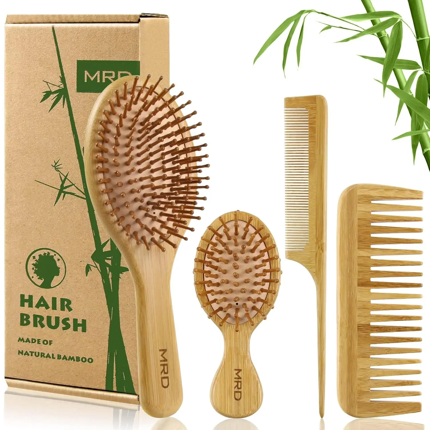 Natural Bamboo Hair Brush Set - Paddle Detangling Comb, Wide-Tooth & Tail Comb for All Hair Types, Eco-Friendly Grooming Kit
Natural Bamboo Hair Brush Set - Paddle Detangling Comb, Wide-Tooth & Tail Comb for All Hair Types, Eco-Friendly Grooming Kit