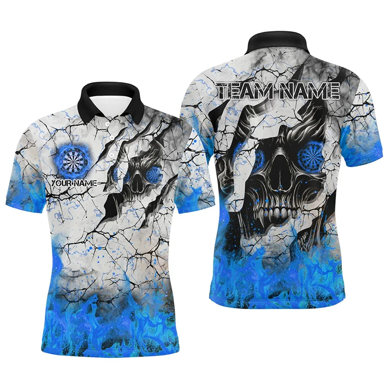 Funny 3D Skull Print Polo T Shirt For Men Fashion Darts Pattern Custom Name Short Sleeve Loose Top Personalization Team Clothing
Funny 3D Skull Print Polo T Shirt For Men Fashion Darts Pattern Custom Name Short Sleeve Loose Top Personalization Team Clothing
