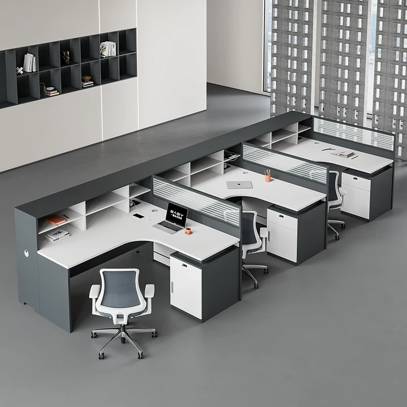 Staff office desk and chair combination, simple modern 4/6/8, type screen card space, comprehensive office staff desk
Staff office desk and chair combination, simple modern 4/6/8, type screen card space, comprehensive office staff desk