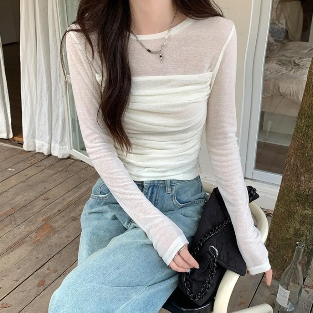 Long Sleeve Slim Long Sleeve T-shirt Transparent Mesh Streetwear Women Thin Tops Hot Girl Versatile Korean Style Crop Top Girls
Long Sleeve Slim Long Sleeve T-shirt Transparent Mesh Streetwear Women Thin Tops Hot Girl Versatile Korean Style Crop Top Girls