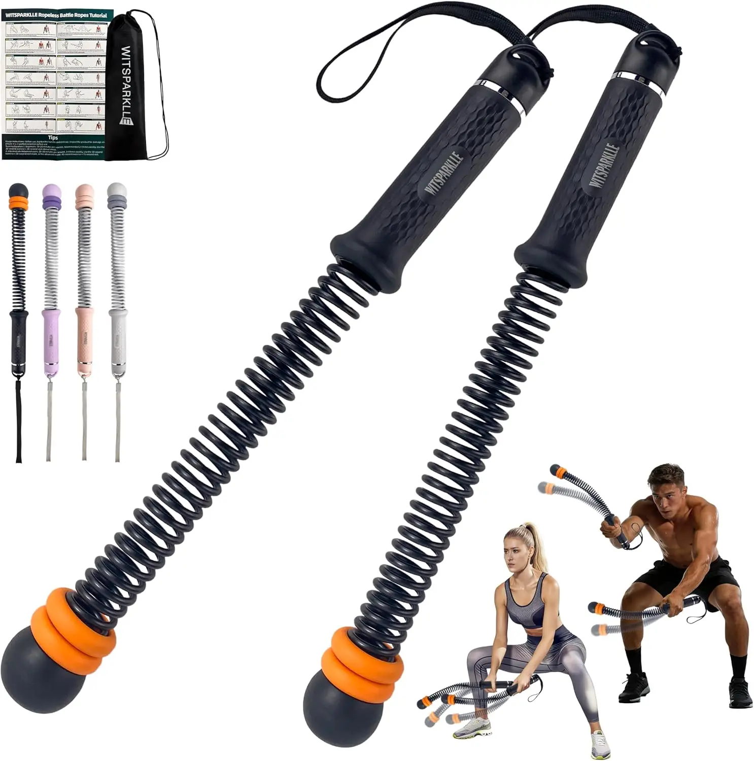 Ropeless Battle Ropes, Adjustable Cordless Battle Ropes with Resistance Springs, Weighted Portable Workout Rope for Home Gym, Low-Impact HIIT Training Equipment for Men & Women (Black)
Ropeless Battle Ropes, Adjustable Cordless Battle Ropes with Resistance Springs, Weighted Portable Workout Rope for Home Gym, Low-Impact HIIT Training Equipment for Men & Women (Black)