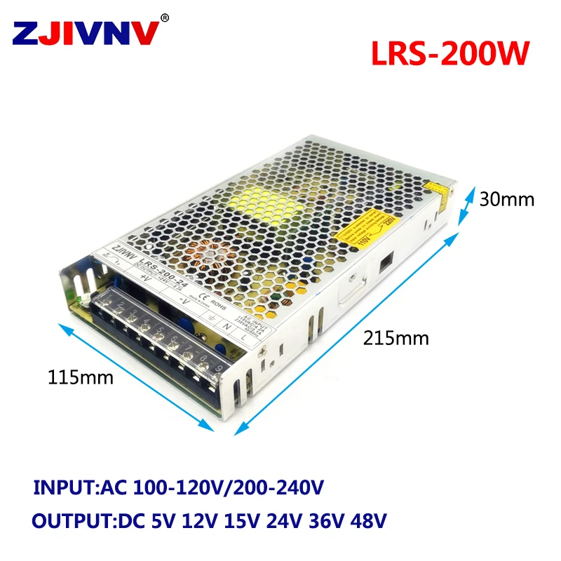 LRS-200-12 LRS-200-24 LRS-200-36 200W Small Volume Switching Power Supply for CNC Router Cutting and Engraving Machine
LRS-200-12 LRS-200-24 LRS-200-36 200W Small Volume Switching Power Supply for CNC Router Cutting and Engraving Machine