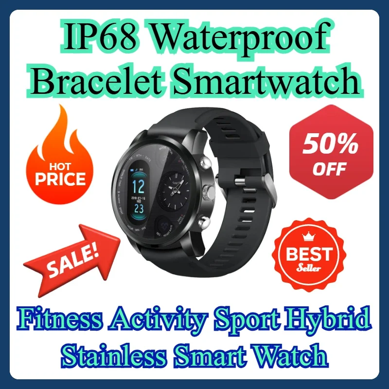 IP68 Waterproof Bracelet Smartwatch Fitness Activity Sport Hybrid Stainless Smart Watch
IP68 Waterproof Bracelet Smartwatch Fitness Activity Sport Hybrid Stainless Smart Watch