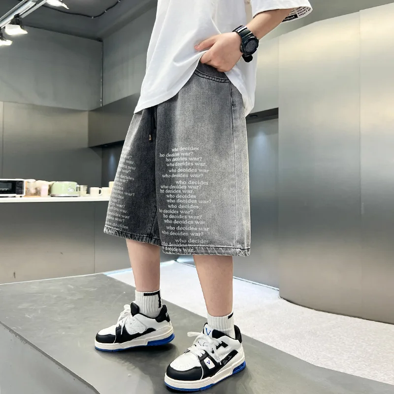 Boys' denim shorts summer new teenage children's digital printed jeans kids' trendy brand cool capris for 5-14years
Boys' denim shorts summer new teenage children's digital printed jeans kids' trendy brand cool capris for 5-14years