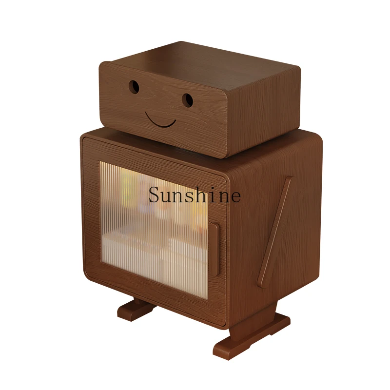 Solid wood bedside high cabinet bedroom with lamp storage living room creative sofa side few robots
Solid wood bedside high cabinet bedroom with lamp storage living room creative sofa side few robots