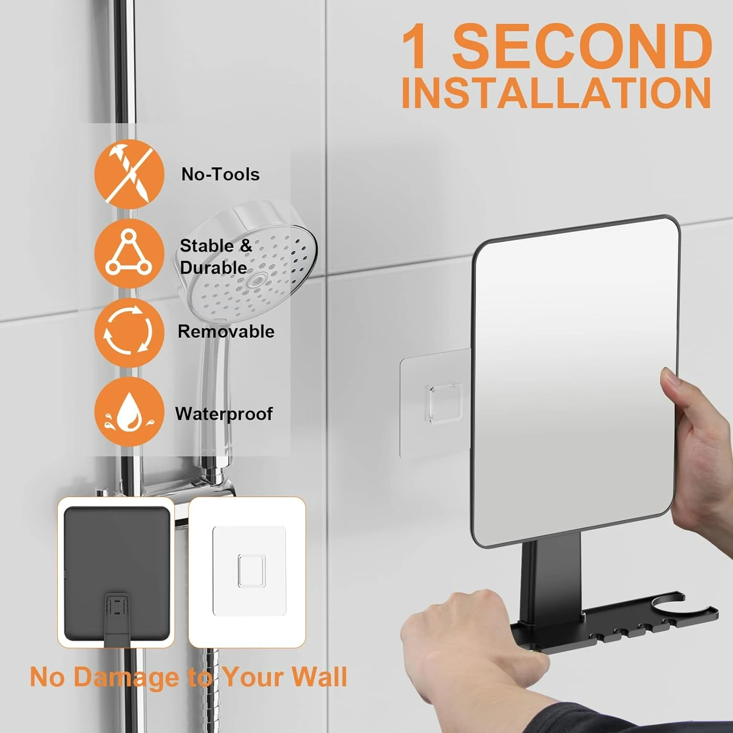 Shatterproof Waterproof Fogless Shower Mirror with Removable Holder, 2 Adhesive Hooks - NO-Drilling Needed - Ideal for Morning G
Shatterproof Waterproof Fogless Shower Mirror with Removable Holder, 2 Adhesive Hooks - NO-Drilling Needed - Ideal for Morning G