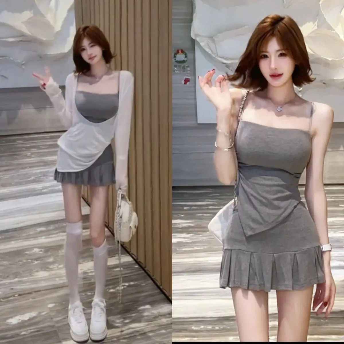 Three-Piece Set 2025 Summer New Knitted Suspender Vest For Women Slim Top + Sunscreen Blouse + Pleated Skirt
Three-Piece Set 2025 Summer New Knitted Suspender Vest For Women Slim Top + Sunscreen Blouse + Pleated Skirt