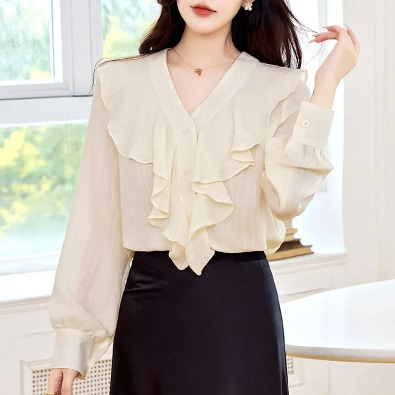 Women Shirt Blouse New Autumn Long Sleeve V-Neck Ruffles Shirt Blouse Women Tops Blouses Shirts Blusas Para Mujer Camisas Q1344
Women Shirt Blouse New Autumn Long Sleeve V-Neck Ruffles Shirt Blouse Women Tops Blouses Shirts Blusas Para Mujer Camisas Q1344