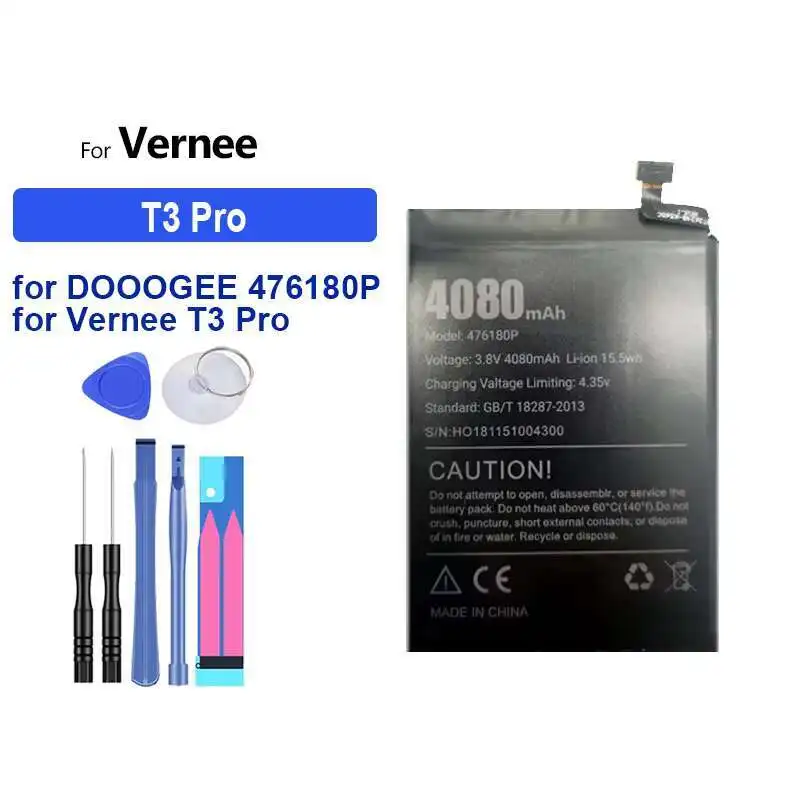 Аккумулятор мобильного телефона с быстрой зарядкой для Doogee 476180P Vernee T3 Pro, долговечный, 4080 мАч
Аккумулятор мобильного телефона с быстрой зарядкой для Doogee 476180P Vernee T3 Pro, долговечный, 4080 мАч